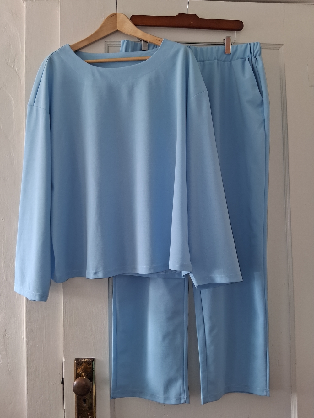 2 Piece Set XXL Light Blue Lounge Top & Pants w/ Pockets